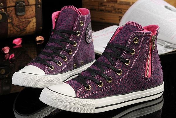 2013_Newest_Converse_Fashion_Denim_All_Star_Chuck_Taylor_High_Tops_Side_Zip_Leopard_Grain_Purple_Women_Men_Sneakers