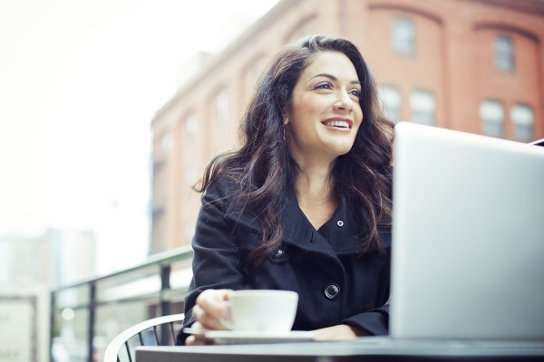 Coffee Break Business Woman Outdoors