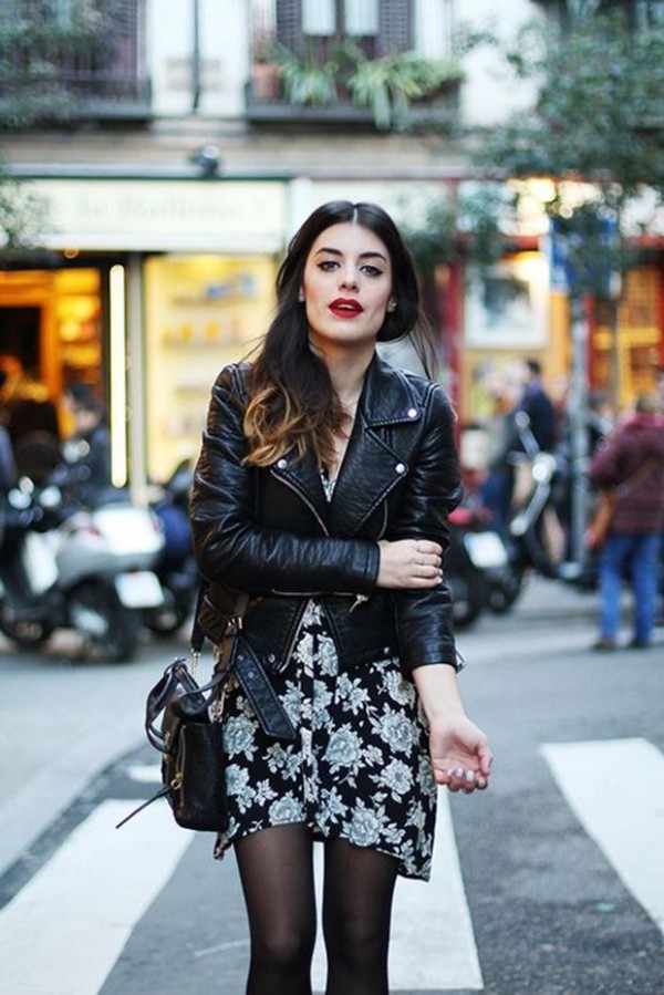 Leather-jacket-and-floral-dress