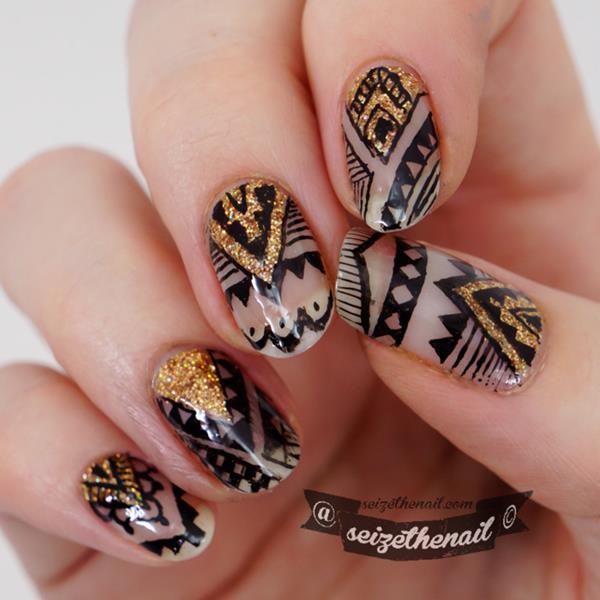 aztec-with-gold-negative-space-nails-bmodish