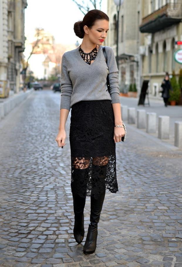 Stylish-Black-Lace-Skirt-Outfit-for-Office-Ladies