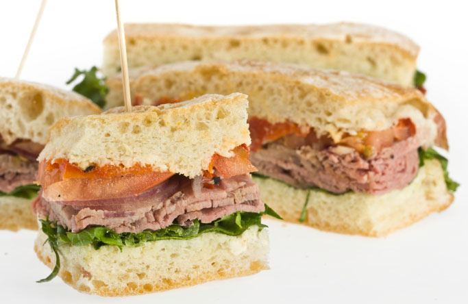 Roast beef ciabatta sandwich