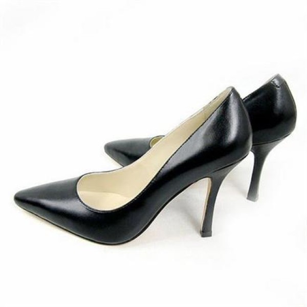 Womens-Wholesale-Dress-Shoes-Black-Genuine-Leather-Shoes-Brand-Pointed-Toe-Pumps-High-Heels-Custom (Custom)
