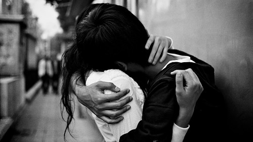 blackwhitecoupleembracehugintimatelove-