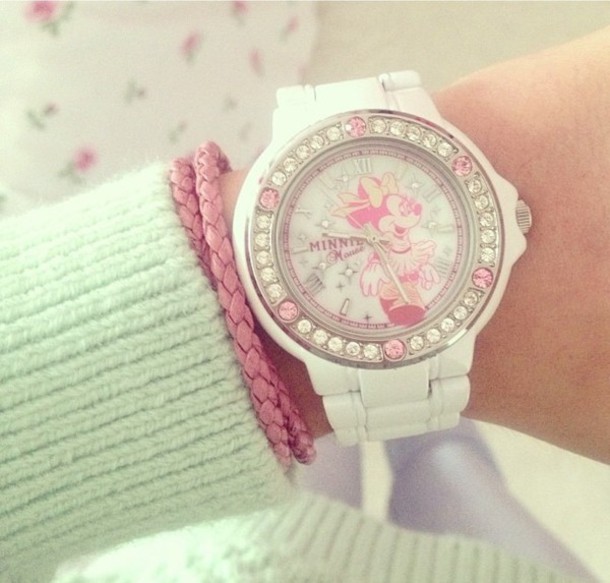 am9ix1-l-610x610-jewels-minnie-white-watch-watch-disney-disneyland-minnie-mouse-mickey-mouse-pastel-pink